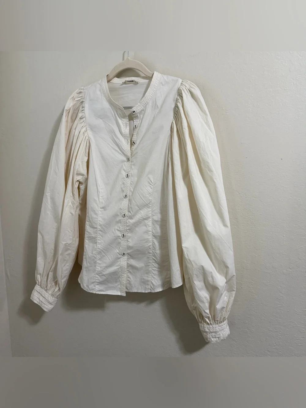 Ulla Johnson Ivory Puff Sleeve Cotton Blouse Size 2 Romantic Boho Top